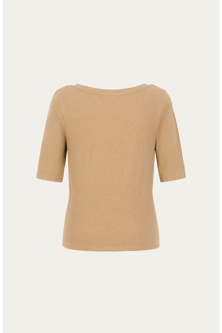 Hemp Essentials Asymmetrical Neckline Tee, Alternate, color, fawn