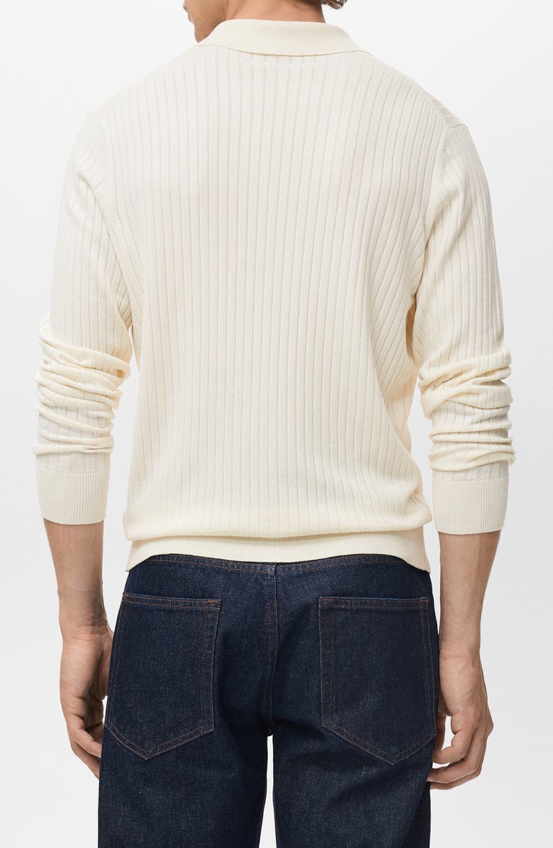 MANGO Rib Polo Sweater, Alternate, color, Off White
