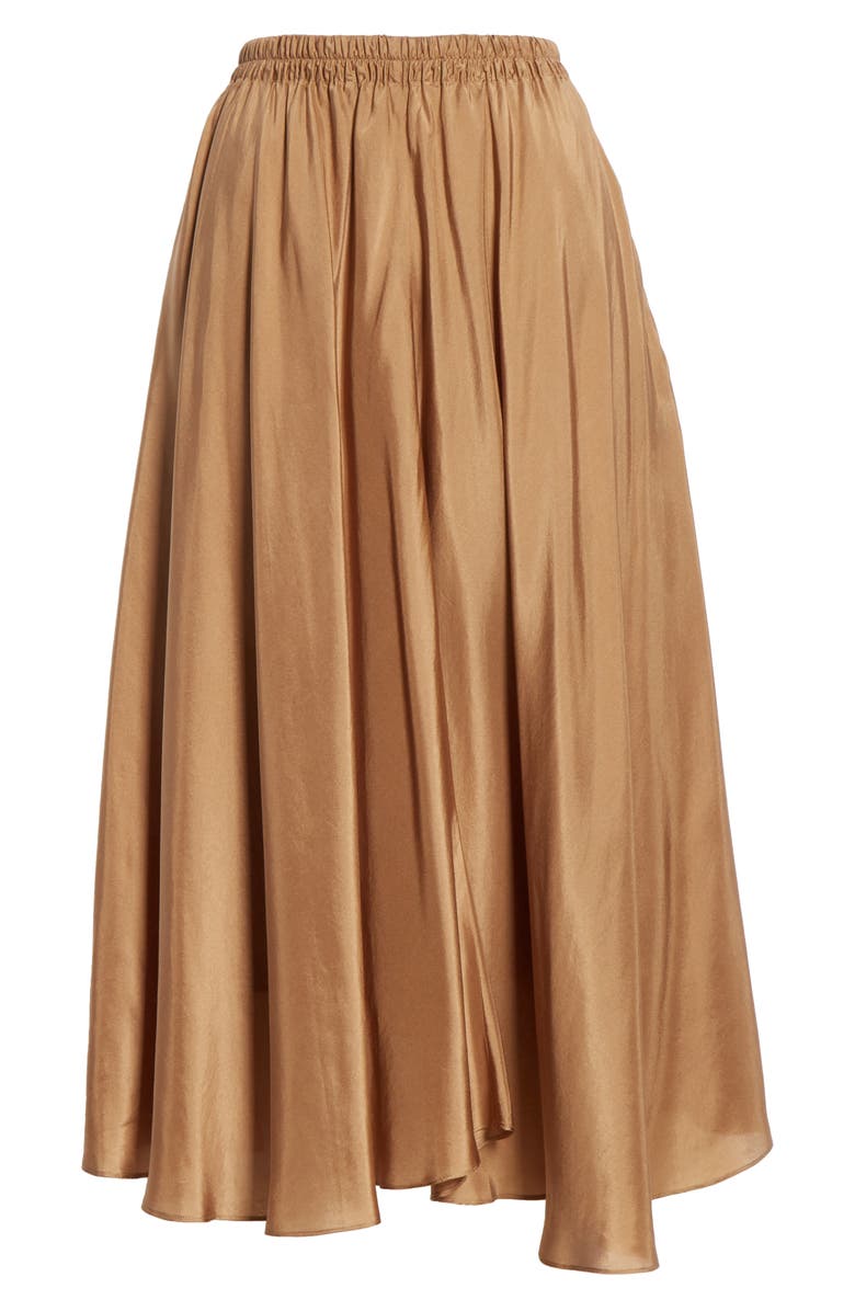 Vince Gathered Silk Midi Skirt, Alternate, color, 