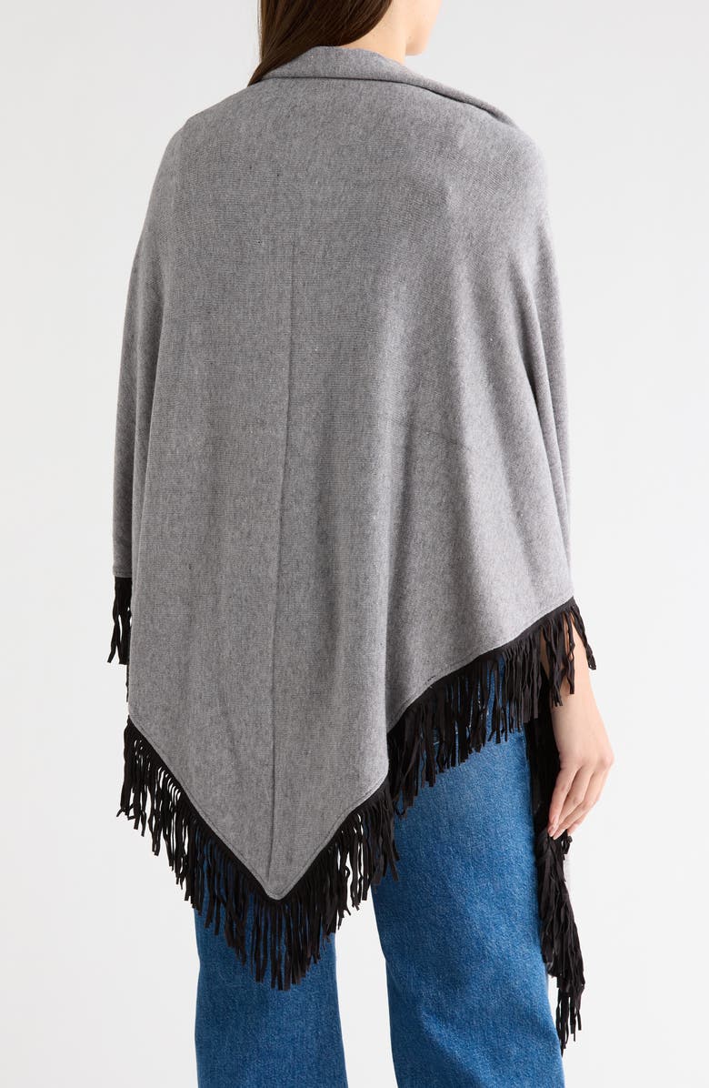 La Fiorentina Fringe Wrap Ruana, Alternate, color, Grey