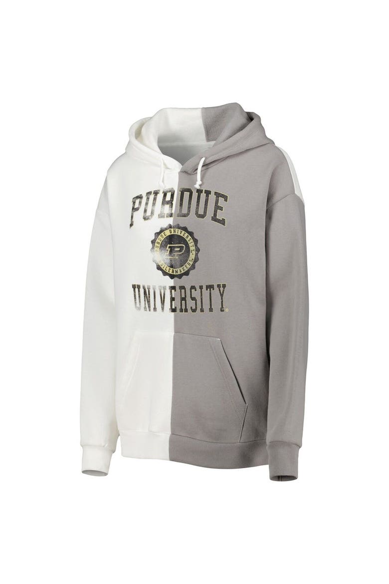 Women's Gameday Couture Gray/White Purdue Boilermakers Split Pullover Hoodie, Alternate, color, White