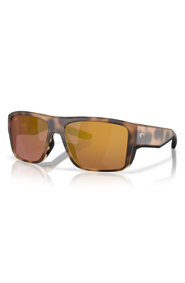 Costa Del Mar Taxman 59mm Polarized Square Sunglasses, Alternate, color, Matte Tortoise/ Gold