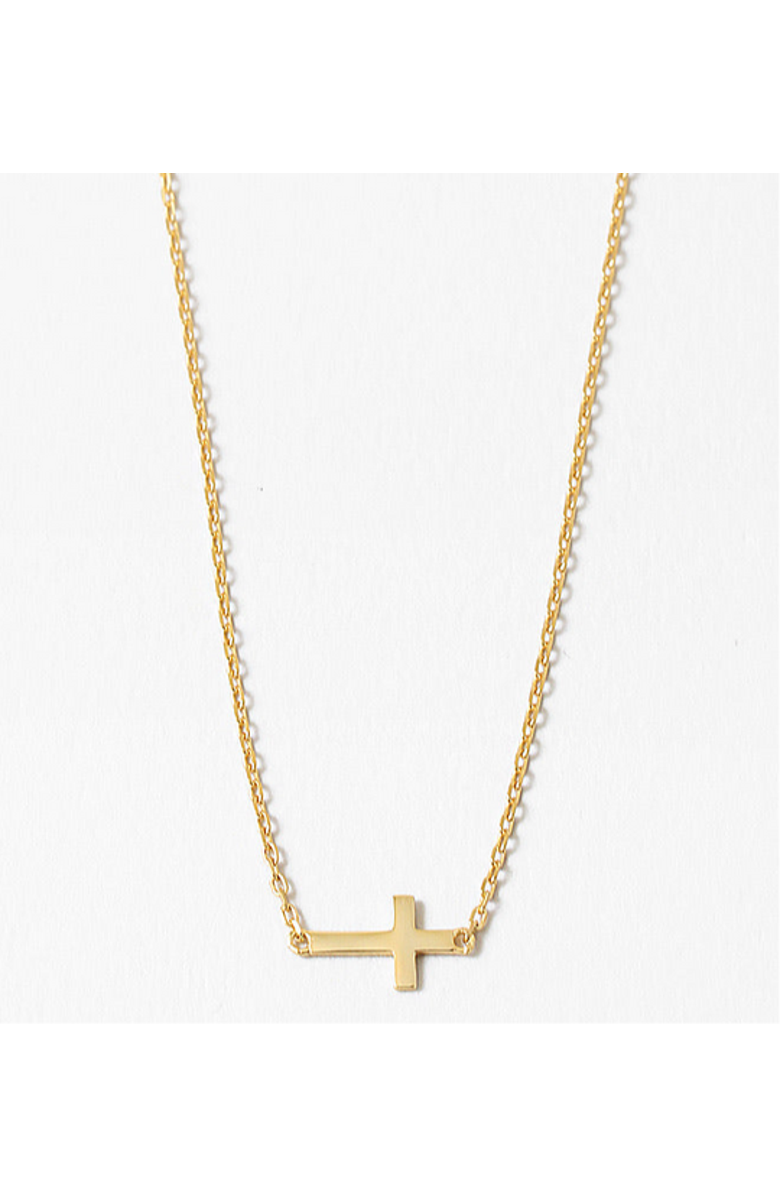 Erin McDermott Jewelry Dainty Gold Cross Necklace, Main, color, Metallic Gold