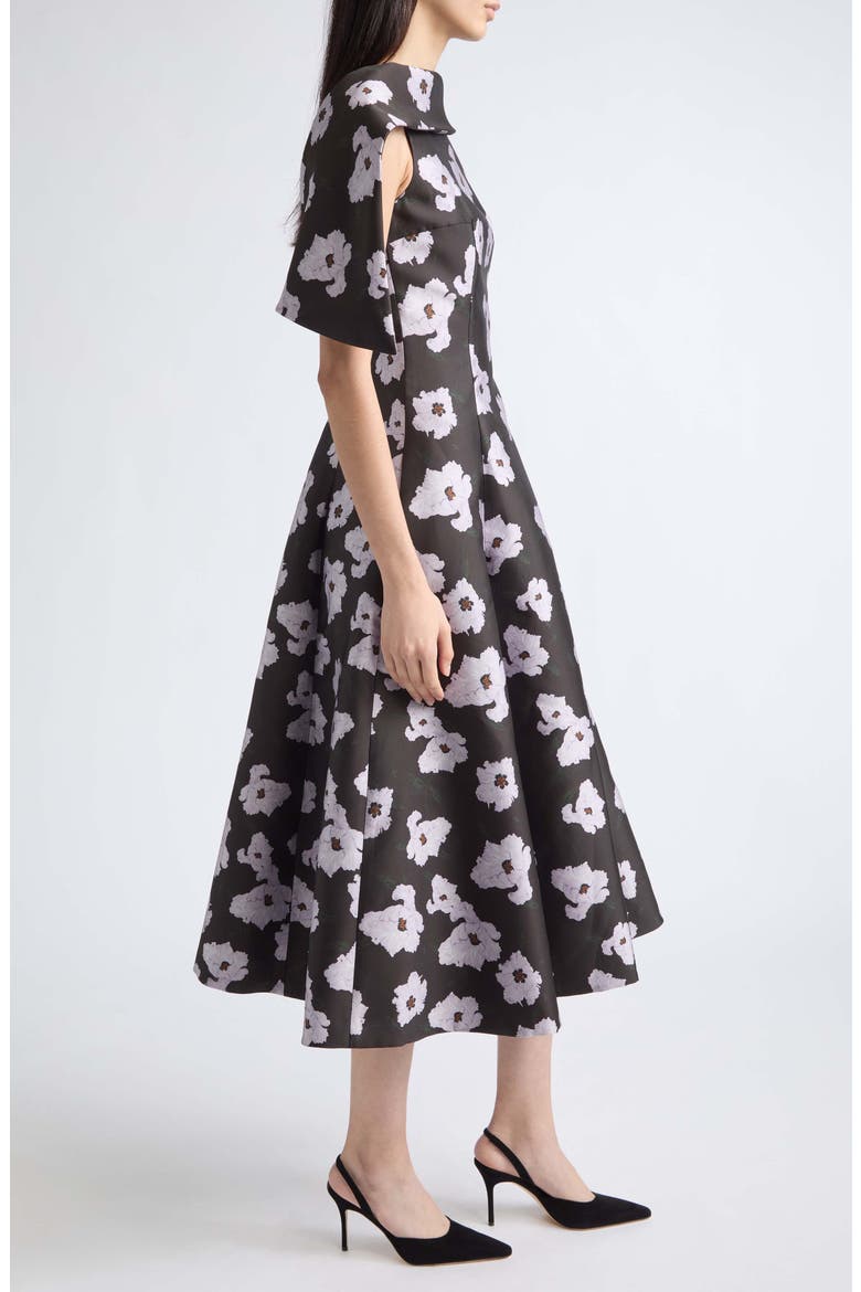 Cyralisse Cape Sleeve Dress, Alternate, color, BREEZY POPPY-CHOC/LILAC