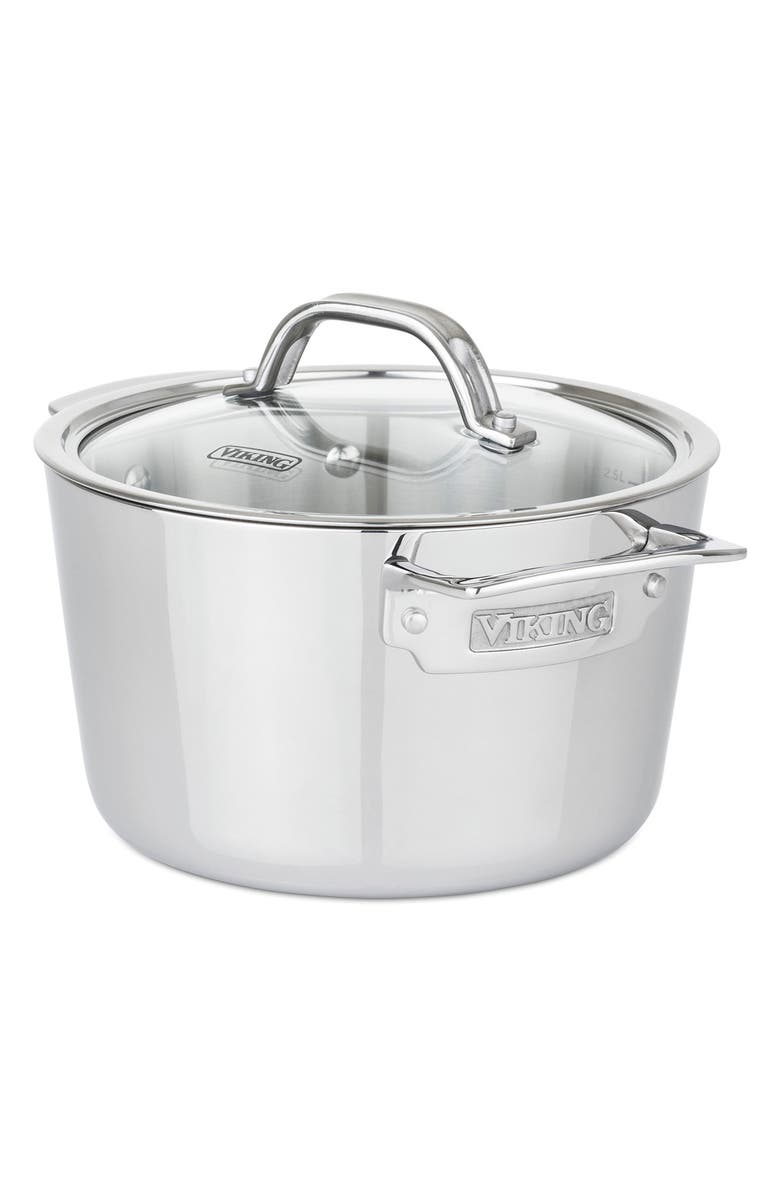 Viking 3-Ply Contemporary Stain Stockpot with Lid, Main, color, Stainless Steel