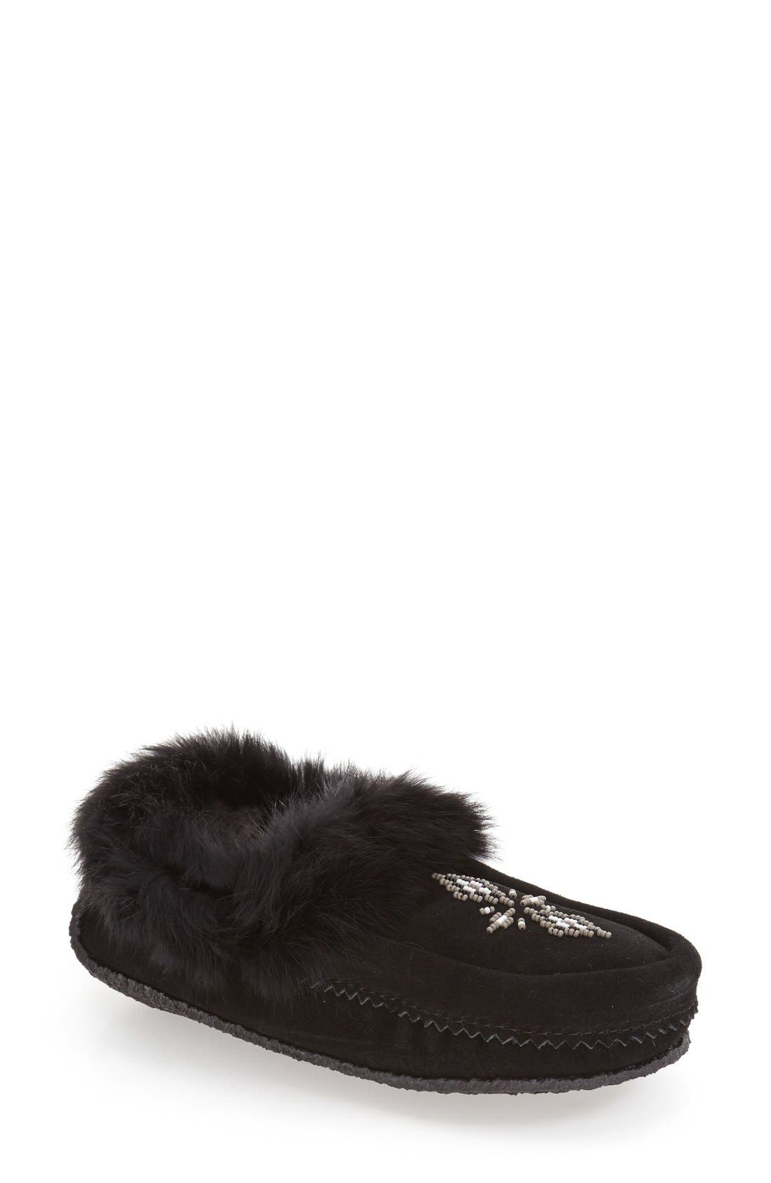 Manitobah Mukluks Genuine Shearling and Rabbit Fur Mukluk Slipper, Main, color, 