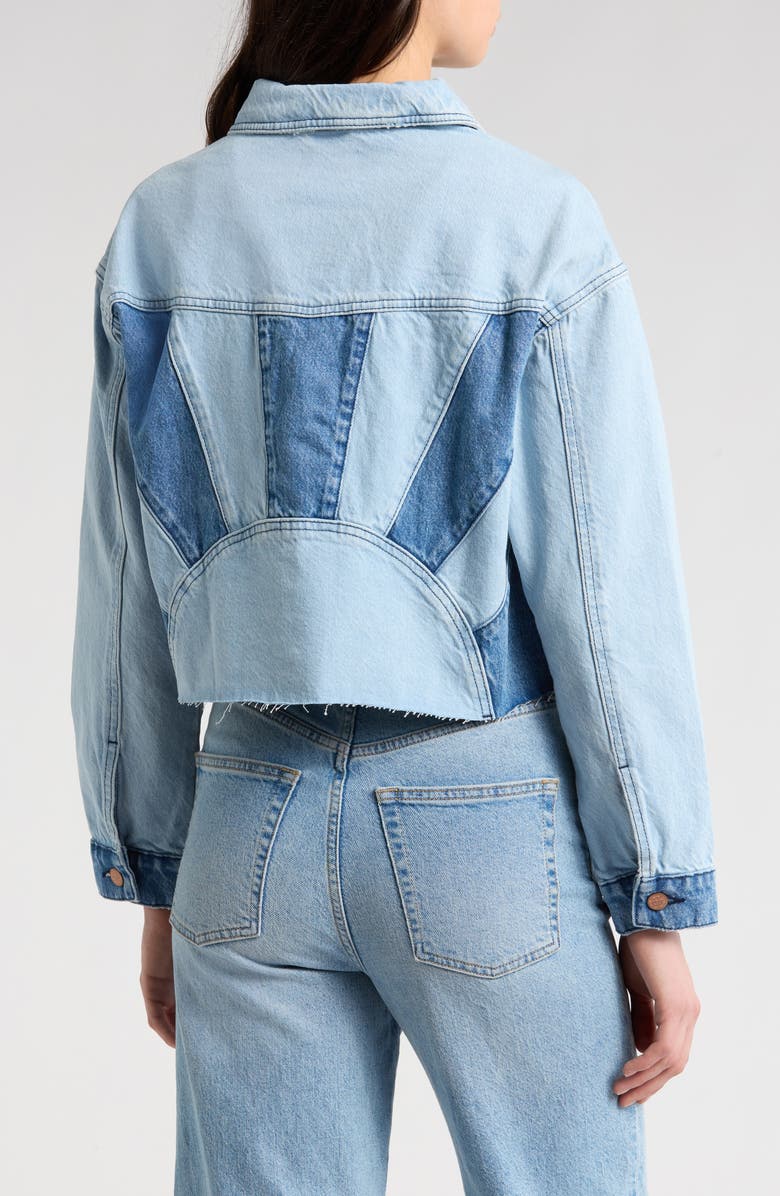 Marine Layer Ray Denim Crop Trucker Jacket, Alternate, color, Medium Wash