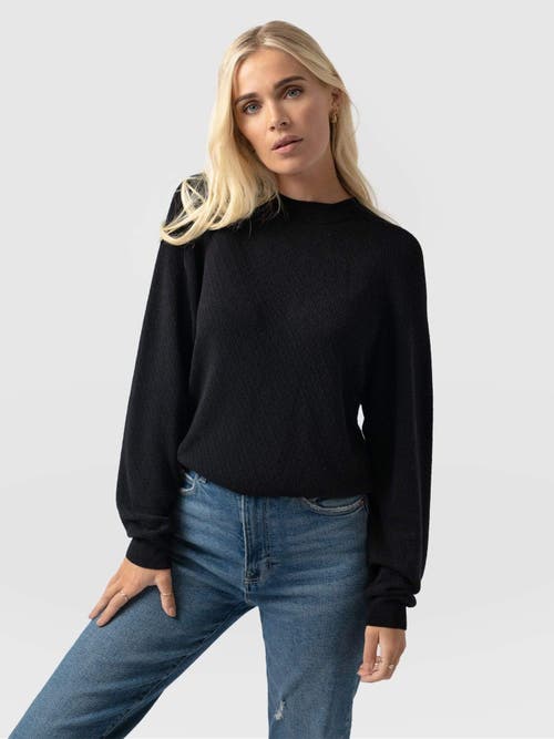 Saint + Sofia Diamond Knit Sweater In Black