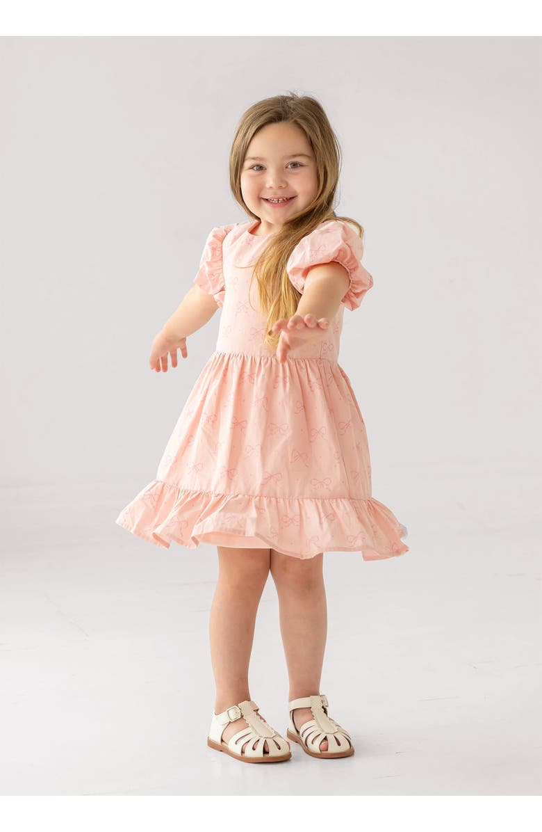 Mabel + Honey Lacy Bowkisses Puff Sleeve Dress, Alternate, color, Pink
