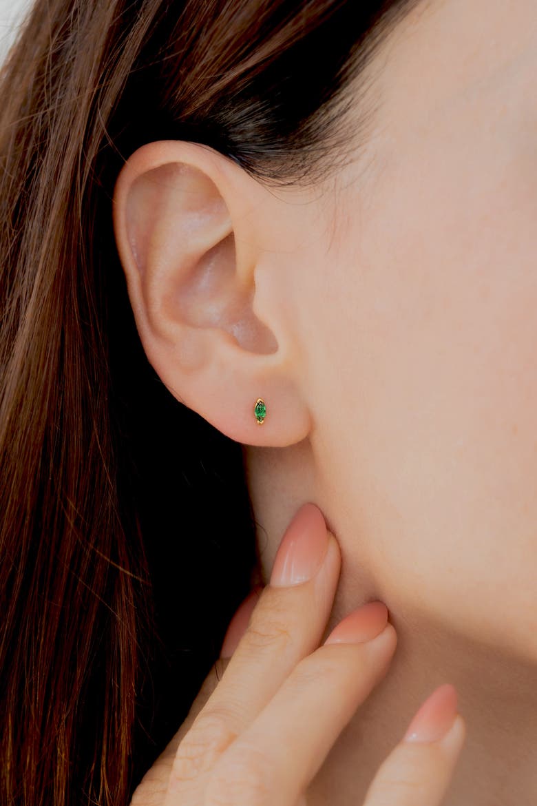 Marquis Gemstone Sleeper Stud Earrings, Alternate, color, Gold  / Blue