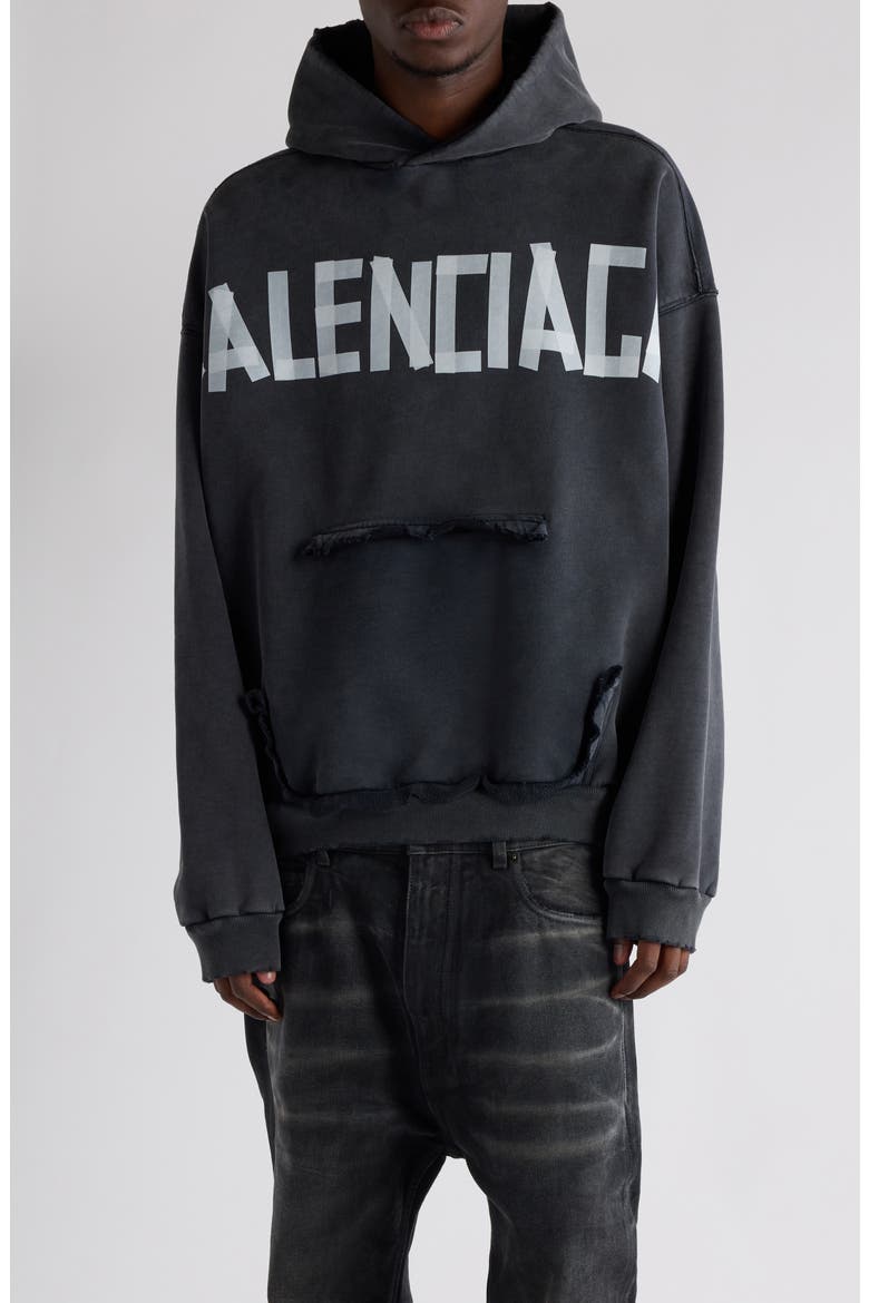 Tape Type Ripped Pocket Large Fit Fleece Hoodie (Men) | Nordstrom