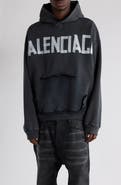 Balenciaga Tape Type Ripped Pocket Large Fit Fleece Hoodie