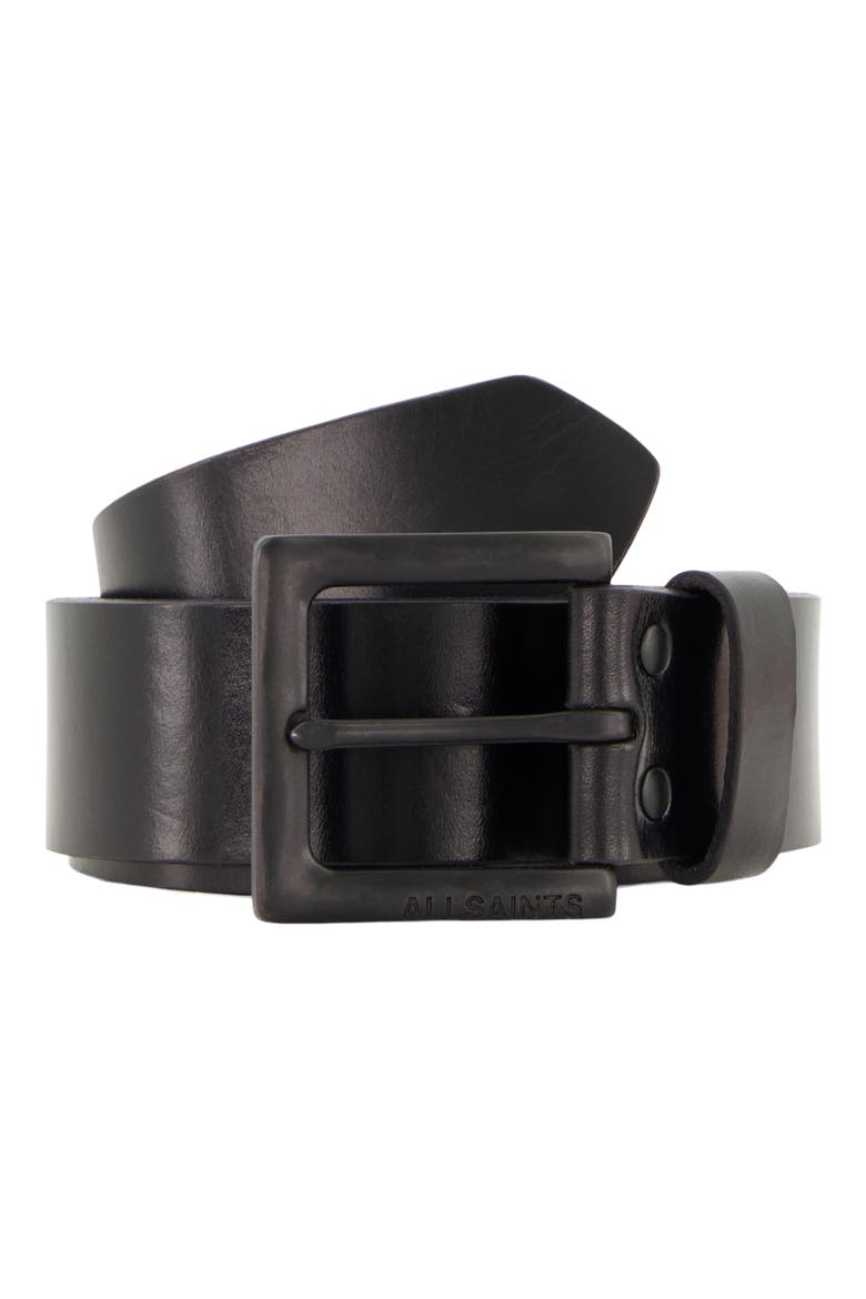 Solid Leather Belt, Alternate, color, BLACK