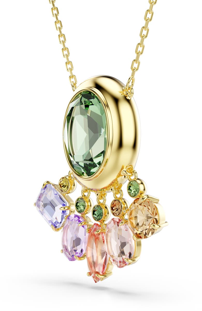 Swarovski Gema Crystal Charm Pendant Necklace, Alternate, color, Gold/ White