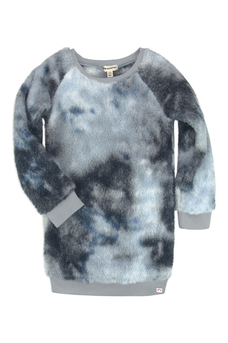 Kids' Avina Long Sleeve Faux Fur Dress, Main, color, STEEL BLUE