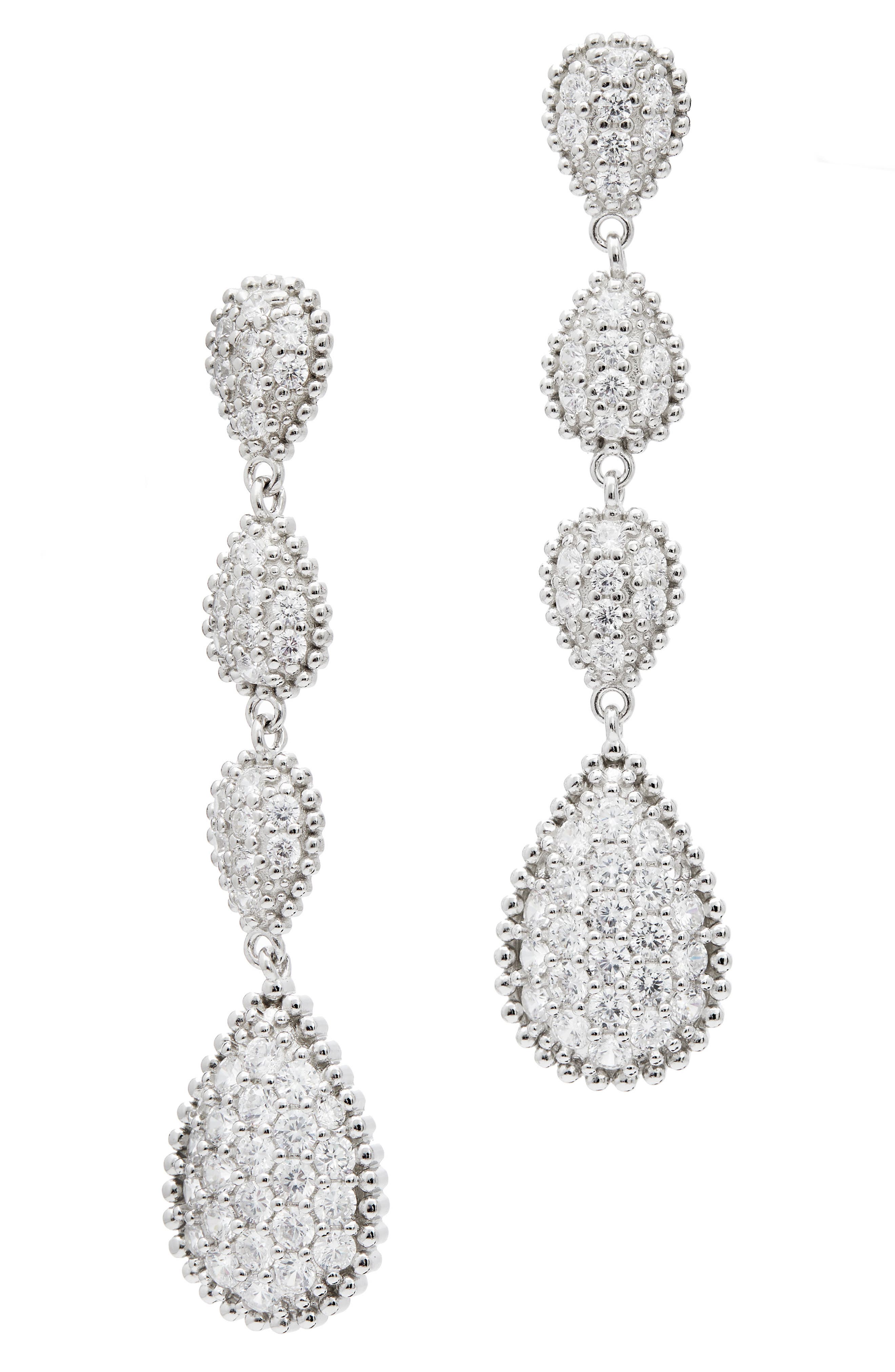 SAVVY CIE JEWELS Cubic Zirconia Teardrop Linear Earrings