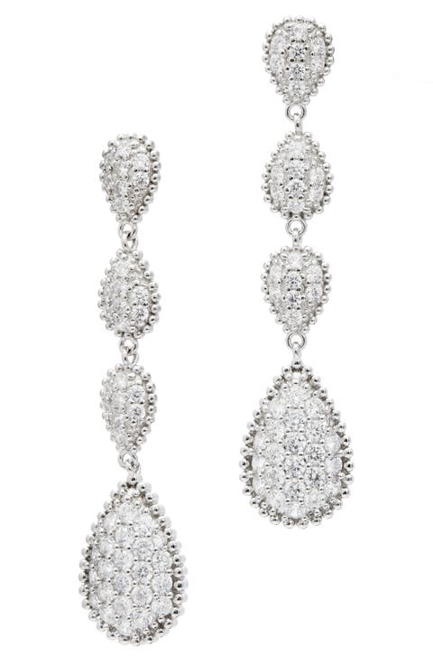 Cubic Zirconia Teardrop Linear Earrings