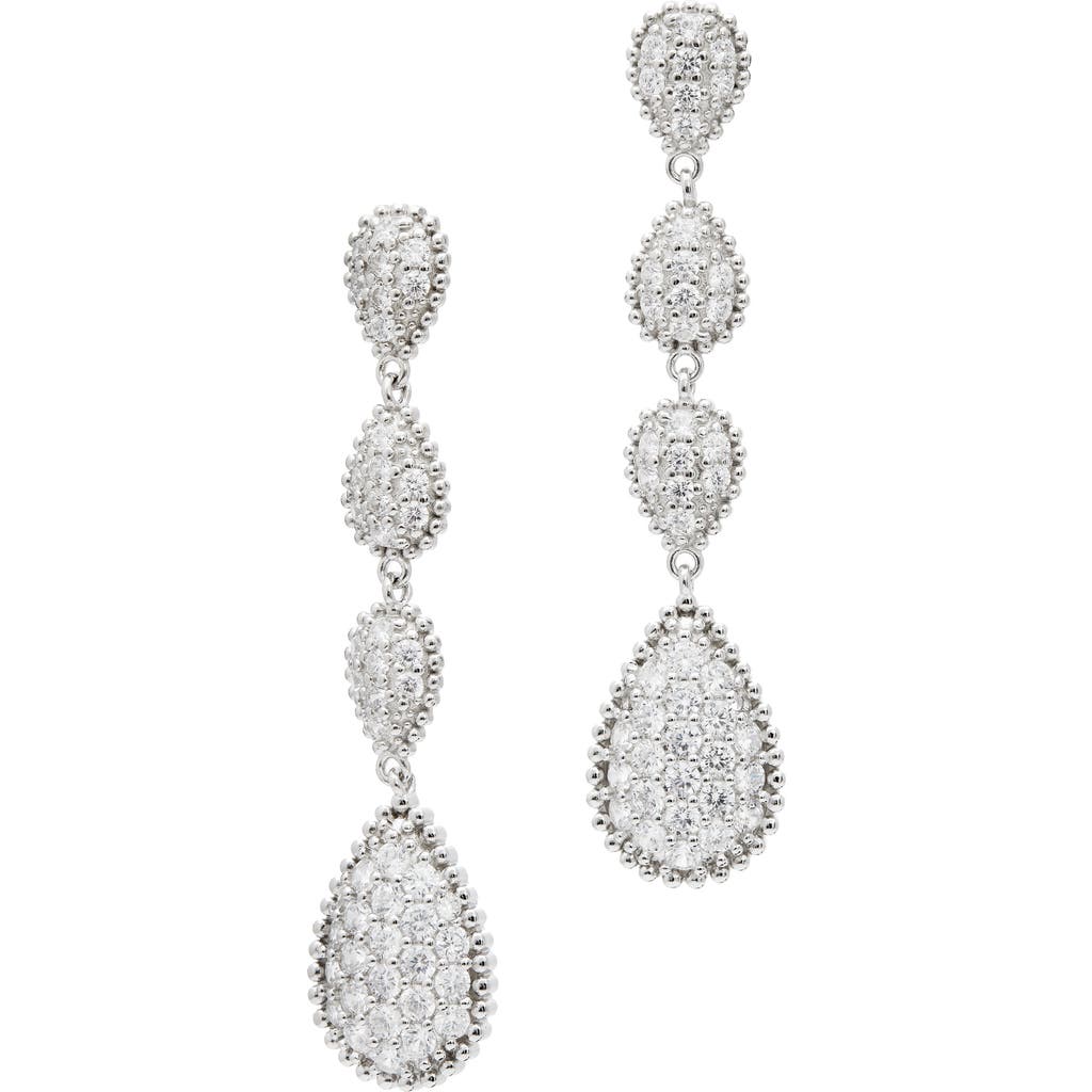 Savvy Cie Jewels Cubic Zirconia Teardrop Linear Earrings In Metallic