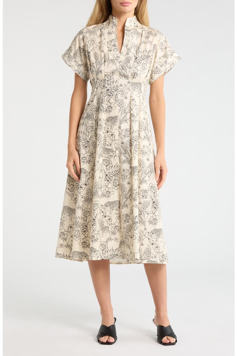 Safari Drop Shoulder Midi Dress, Main, color, CREAM/ BLACK
