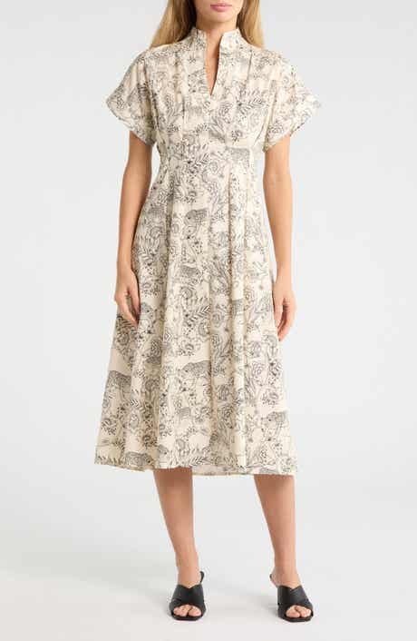 London Times Safari Drop Shoulder Midi Dress