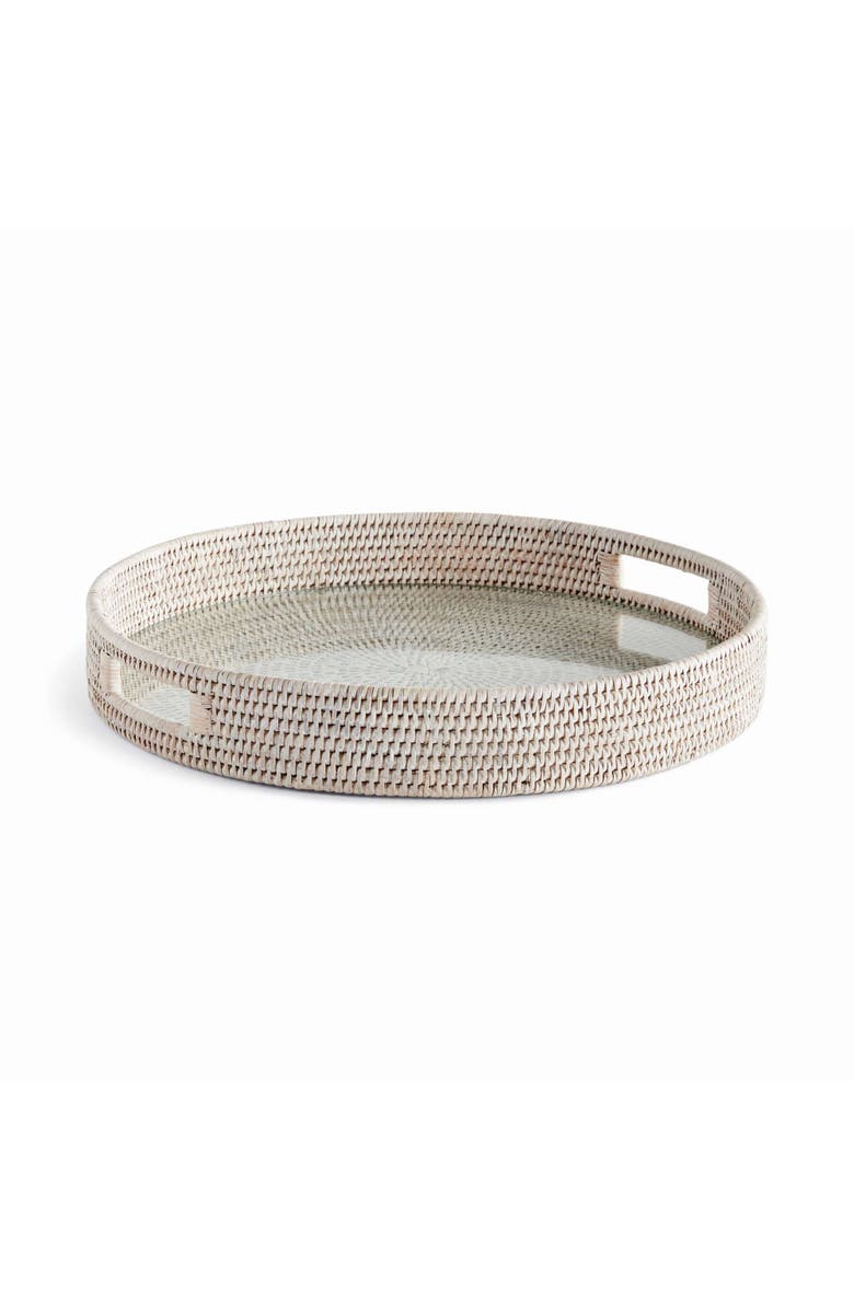 Napa Home & Garden Burma Rattan Round Serving Tray Large, Main, color, White