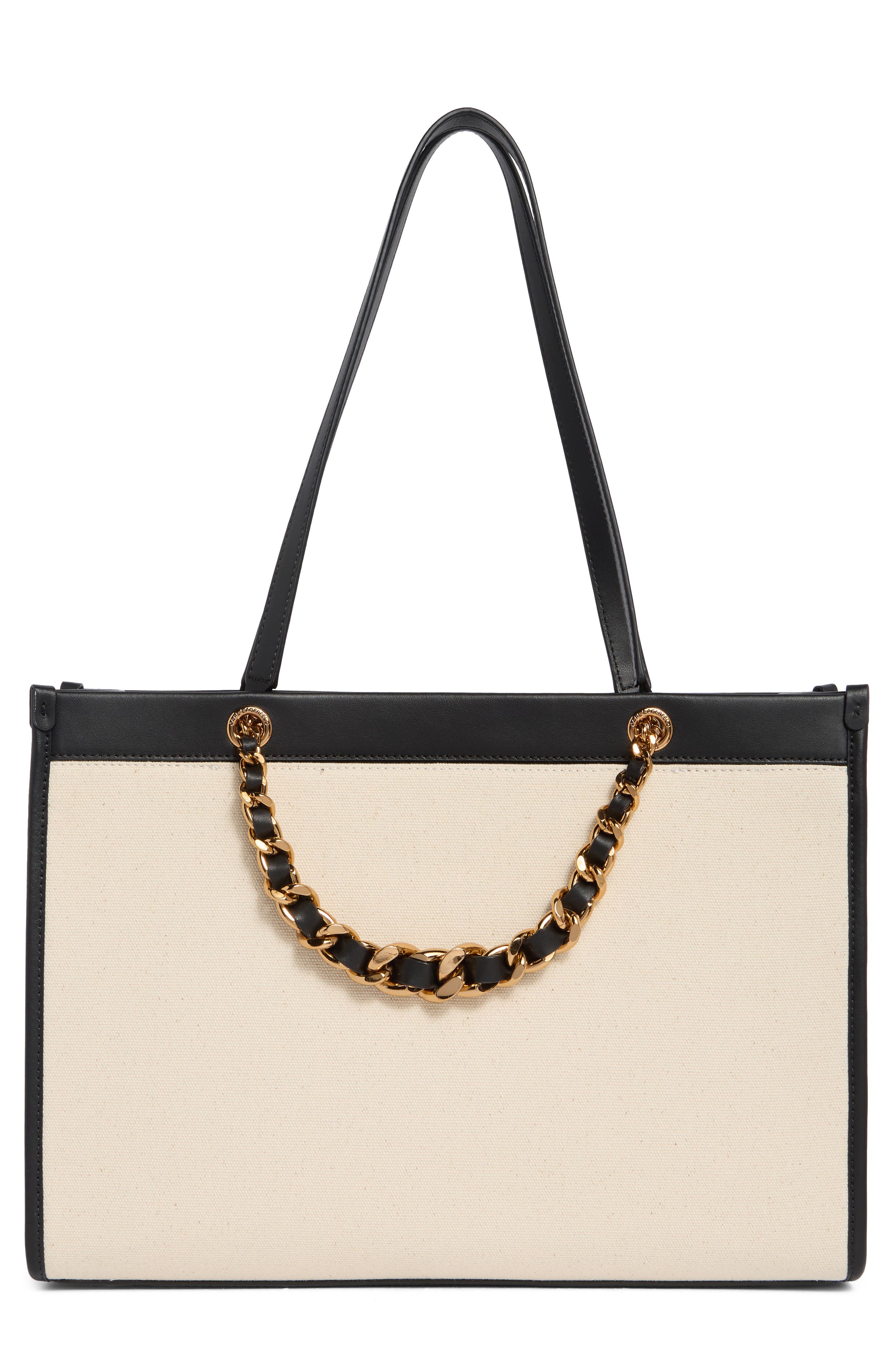 KARL LAGERFELD PARIS Savoie Tote Bag, Alternate, color, Natural/ Black