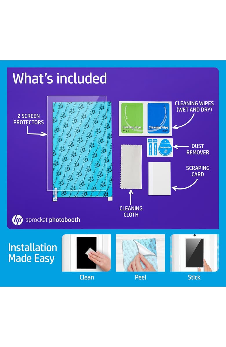 HP Sprocket Photobooth Screen Protector, Alternate, color, White