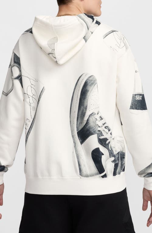 Jordan Print Brooklyn Fleece Hoodie In Sail/black