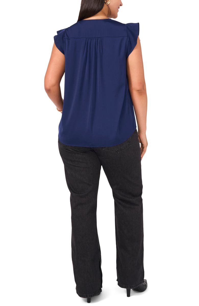 Vince Camuto Ruffle Shoulder Sleeveless Blouse, Alternate, color, Classic Navy