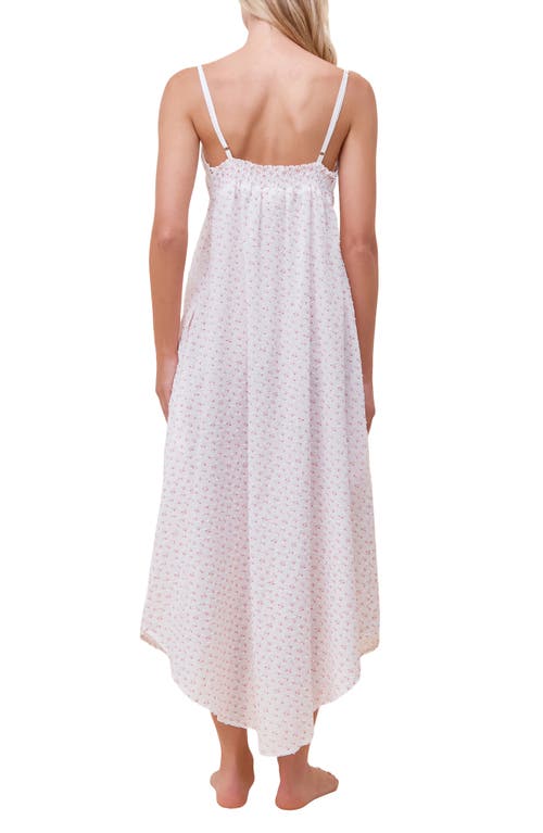 Shop Papinelle Swiss Dot Lace Trim Cotton Nightgown In Strawberry Ice Ditsy