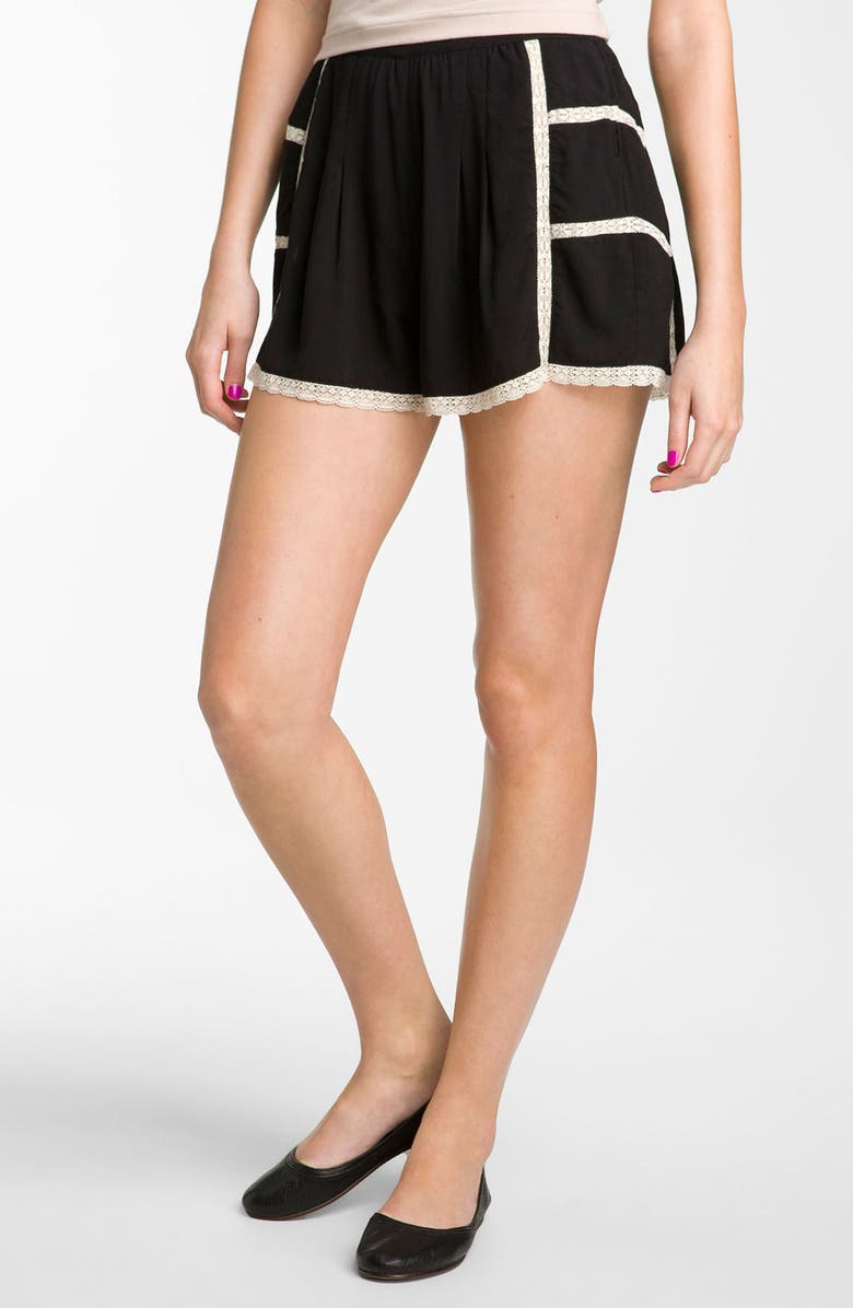Lily White Lace Trim Tap Shorts, Main, color, 