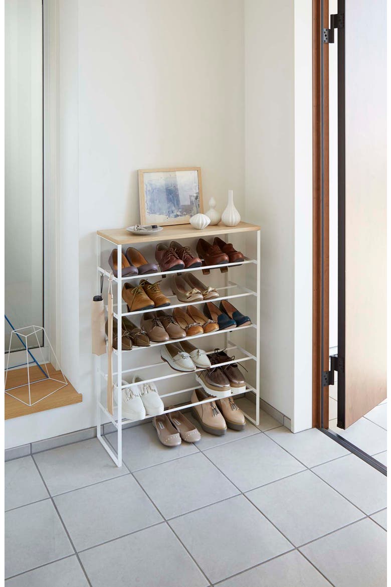 6-Tier Wood Top Shoe Rack, Alternate, color, WHITE