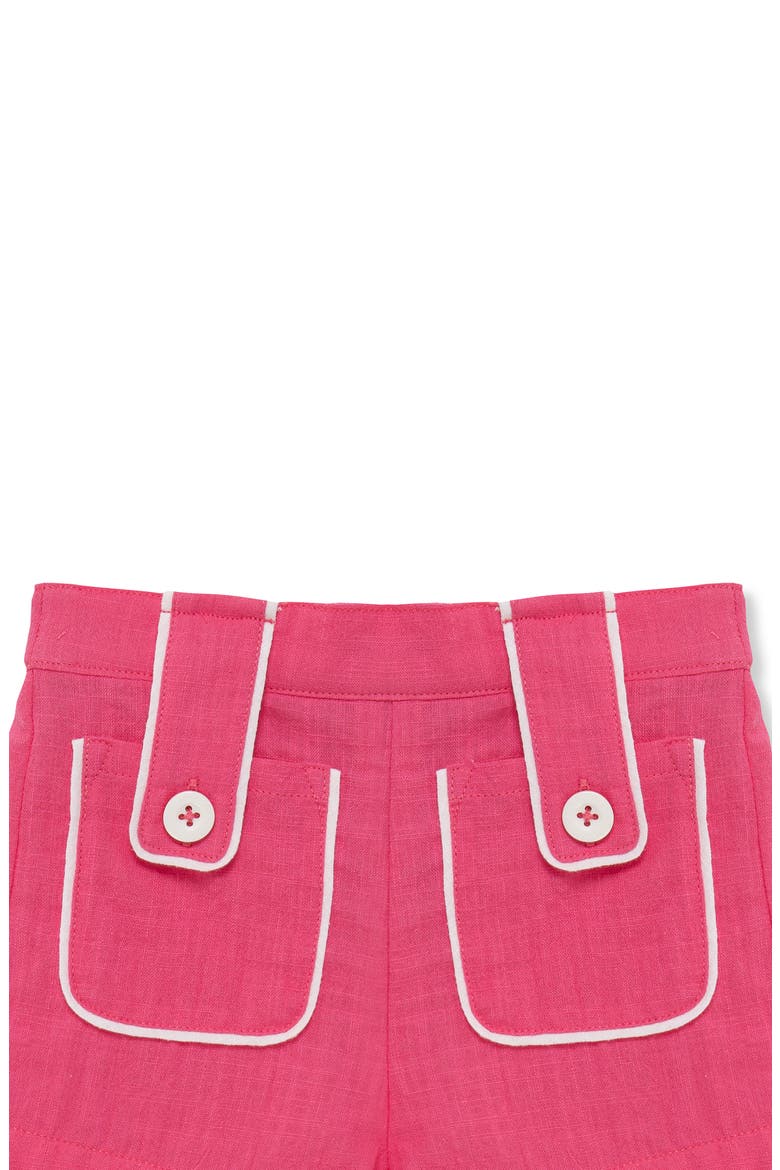 Contrast Piping Cotton Button-Up Shirt & Shorts Set, Alternate, color, PINK