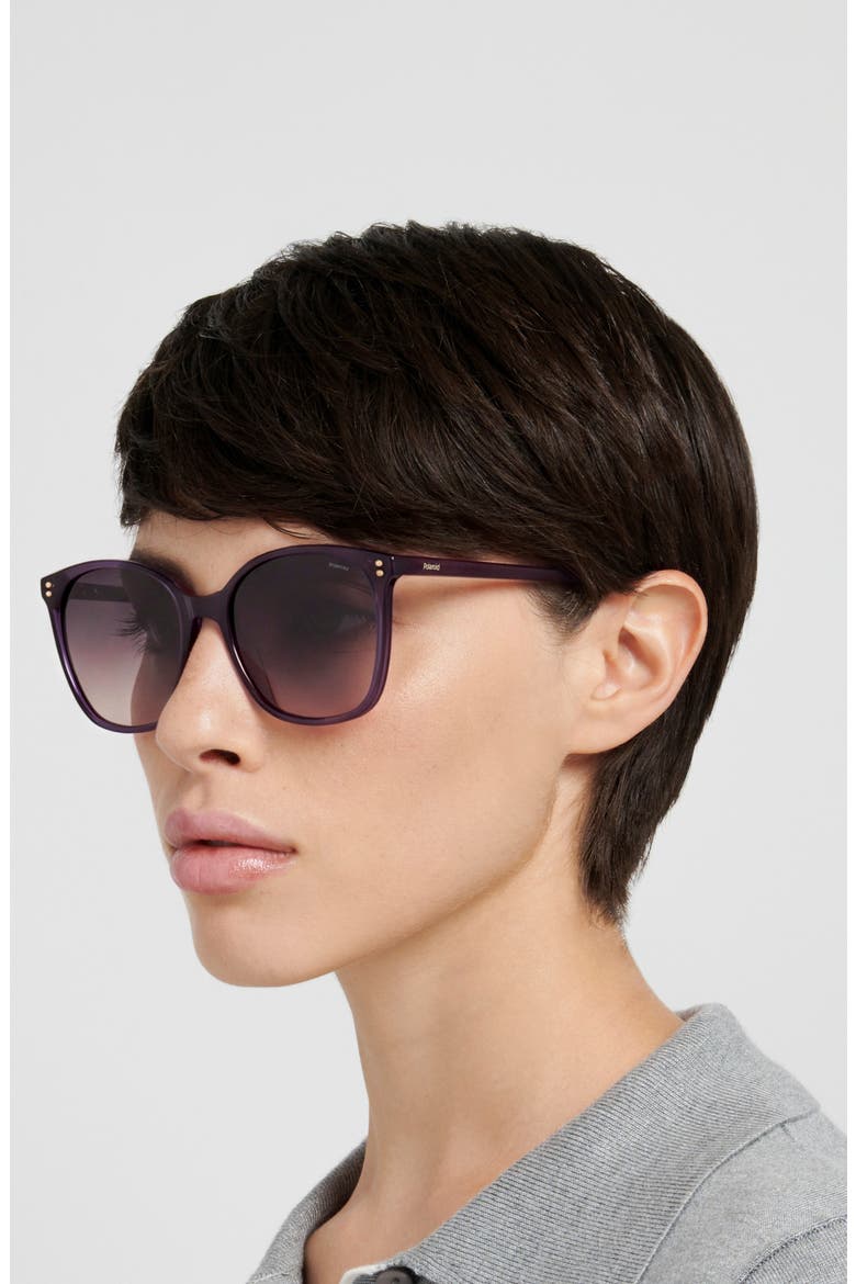 55mm Polarized Gradient Square Sunglasses, Alternate, color, VIOLET/ BLUE SF POLAR