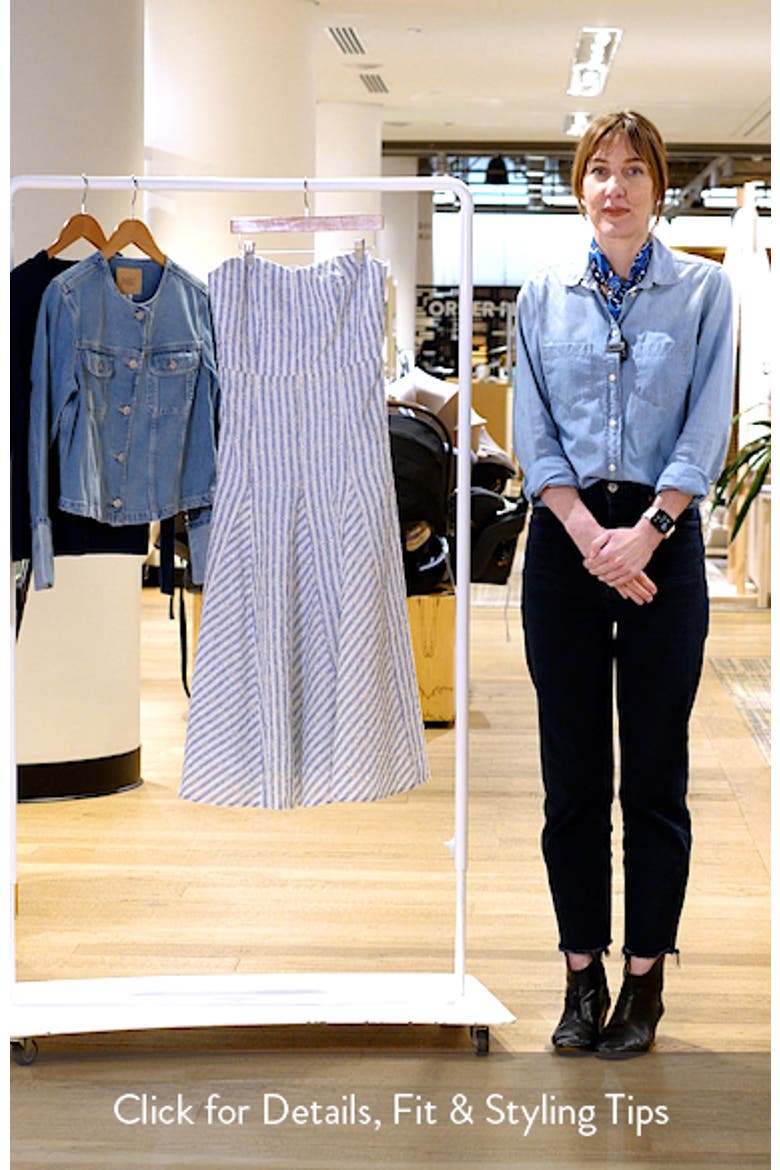 Karina Strapless Stripe Eyelet Midi Dress video