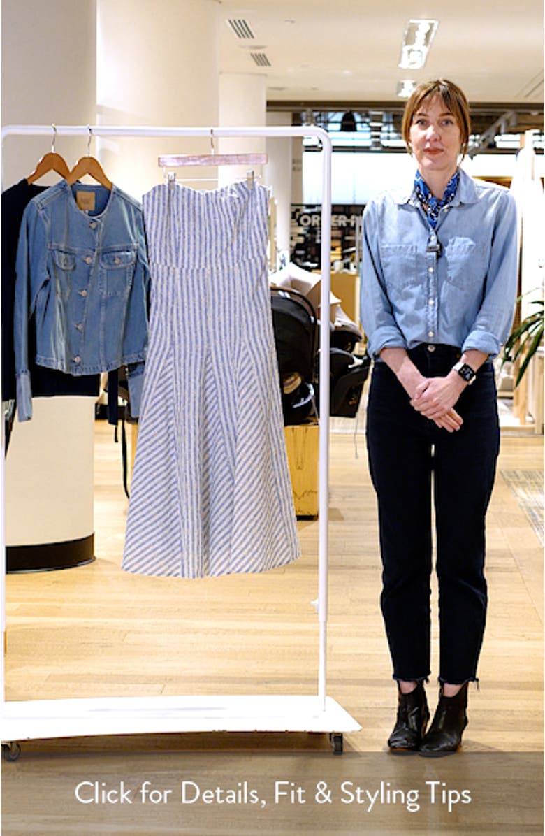 Karina Strapless Stripe Eyelet Midi Dress, sales video thumbnail