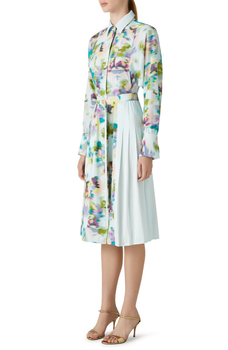 St. John Collection Astract Floral Print Belted Shirtdress, Alternate, color, 