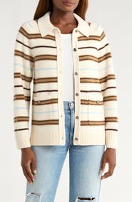rag & bone Peggy Stripe Collared Oversize Wool Cardigan