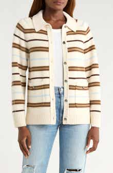 rag & bone Peggy Stripe Collared Oversize Wool Cardigan