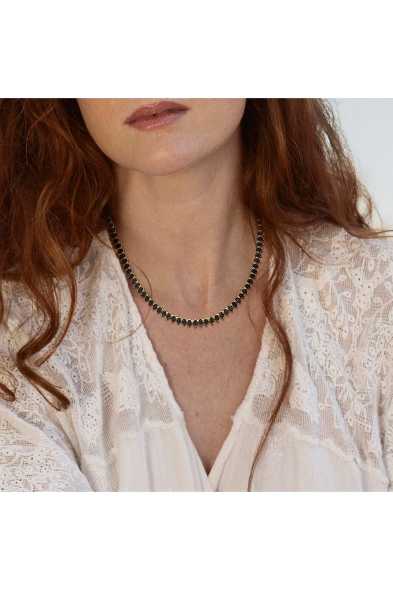 Synthetic Black Spinel Tennis Necklace, Alternate, color, Black Spinel