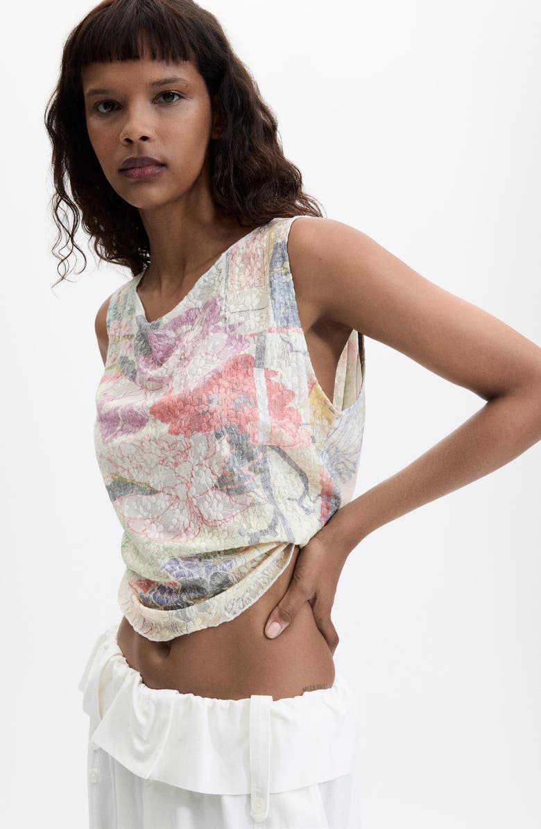 Desigual Floral Texture Sleeveless T-Shirt, Alternate, color,