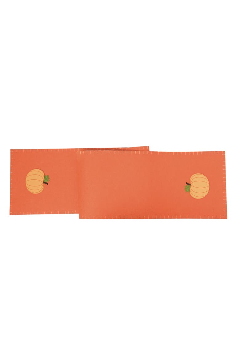 Orange Pumpkin Felt Table Fall Runner 12" x 47.25", Main, color, Orange