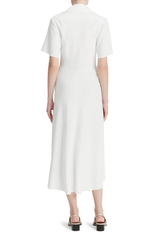 Vince Short-sleeve Zip-front Midi Polo Dress In White