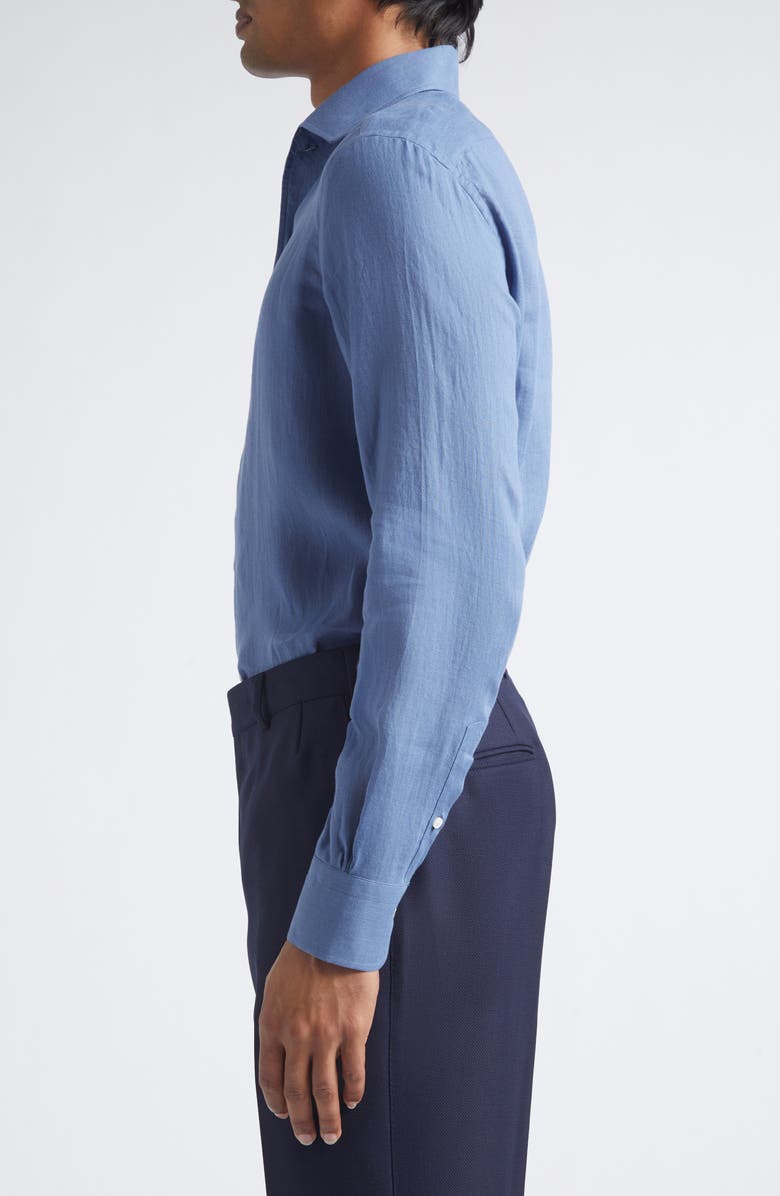 Thom Sweeney Linen Button-Up Shirt, Alternate, color, Denim Blue