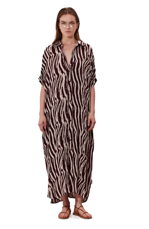 Solena Printed Crêpe Oversized Shirt Dress Cover-Up