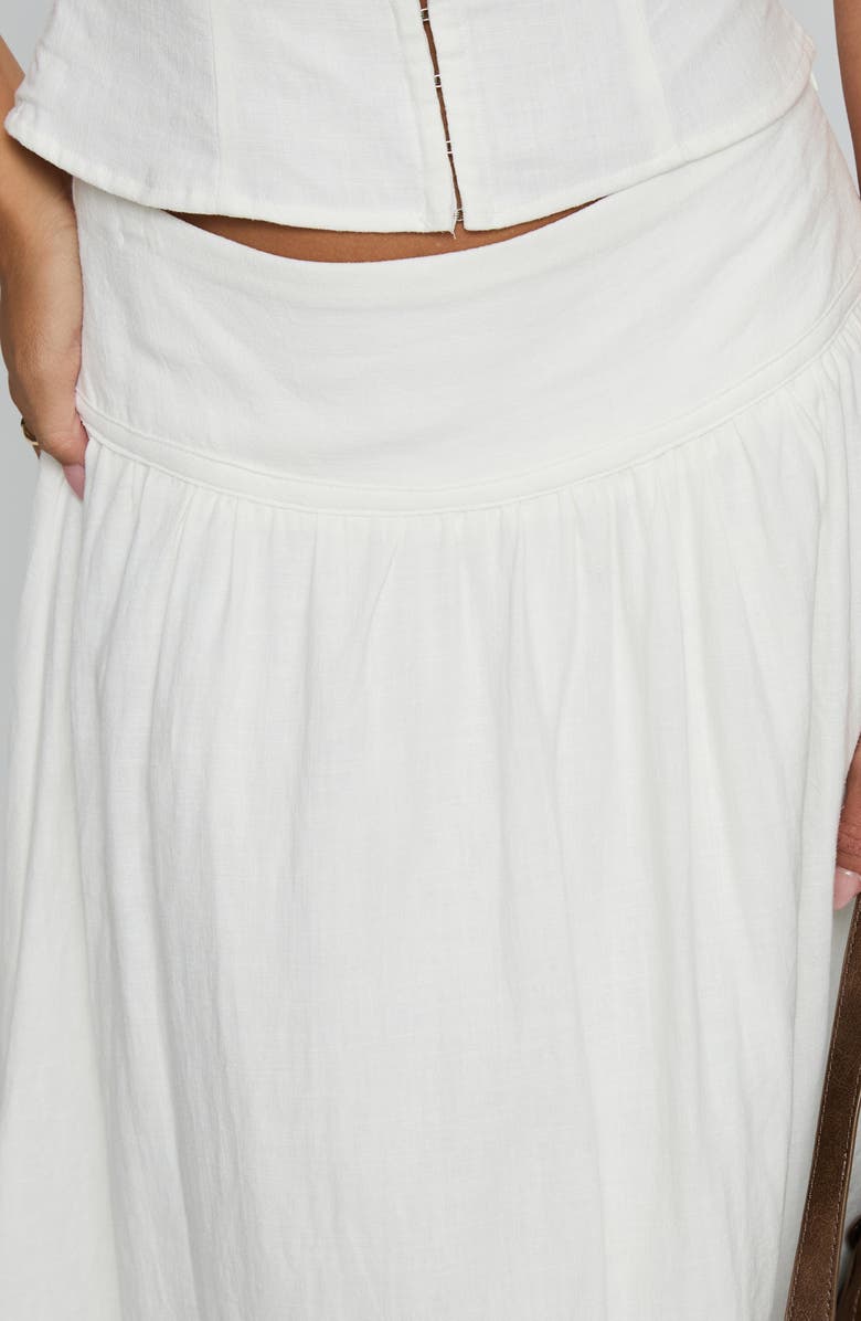 Princess Polly Heart of Gold Drop Waist Linen Blend Midi Skirt, Alternate, color, 