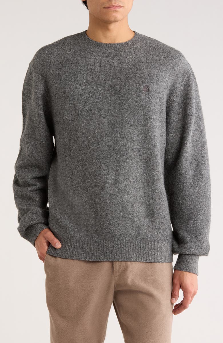 Carhartt Work In Progress Curtis Heathered Crewneck Sweater, Main, color, Tangled Graphite