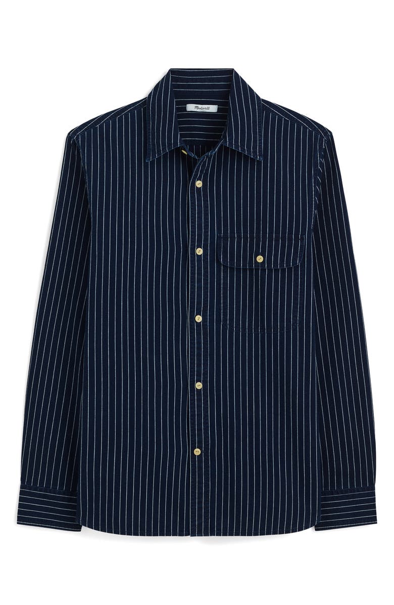 Madewell Indigo Dyed Stripe Button-Up Work Shirt, Alternate, color, Stripe