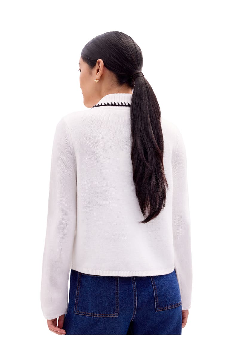 Ro&Zo Long Sleeve Stitch Collar Cardigan, Alternate, color, Ivory