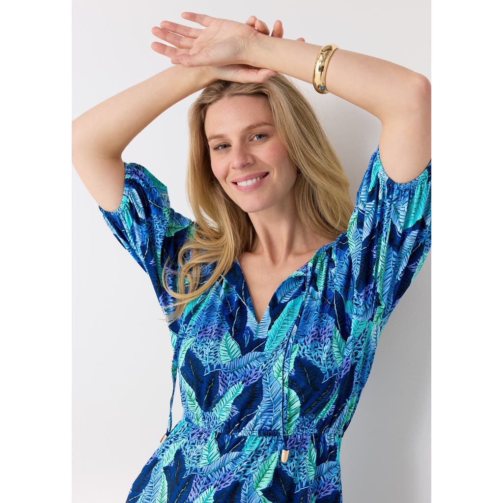 Cabana Life Flowy Tiered Dress In Blue